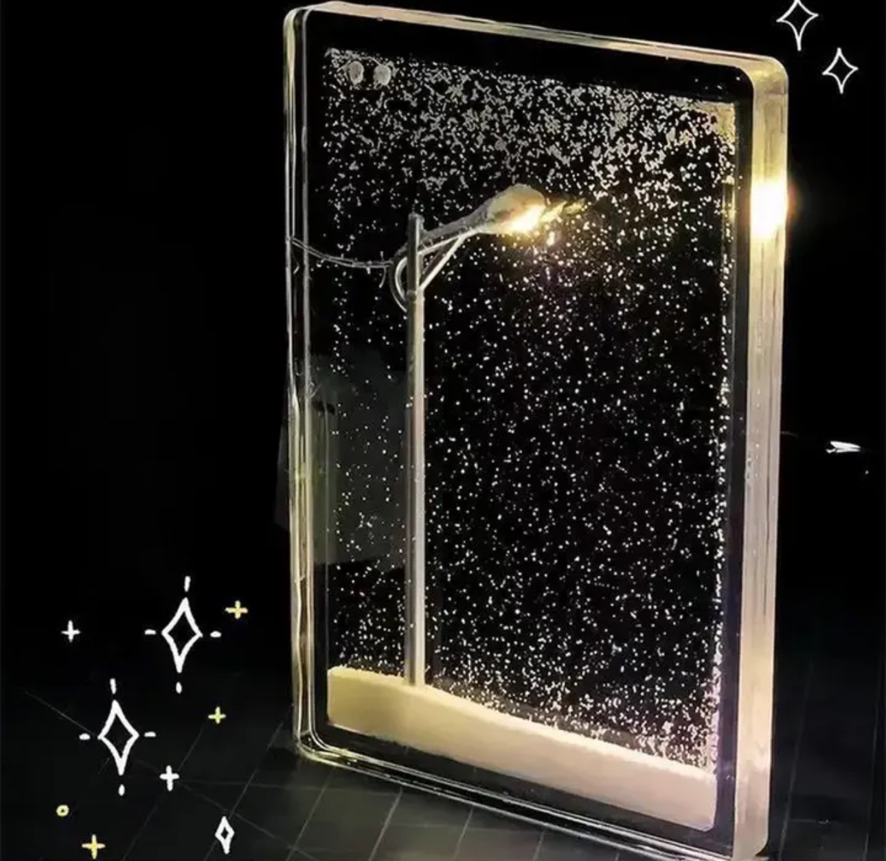 Christmas Gift Handmade DIY Snow Scenery Night Light Romantic Snowflake Lamp DIY Material Desktop Decor Snowy Night Street Lamp