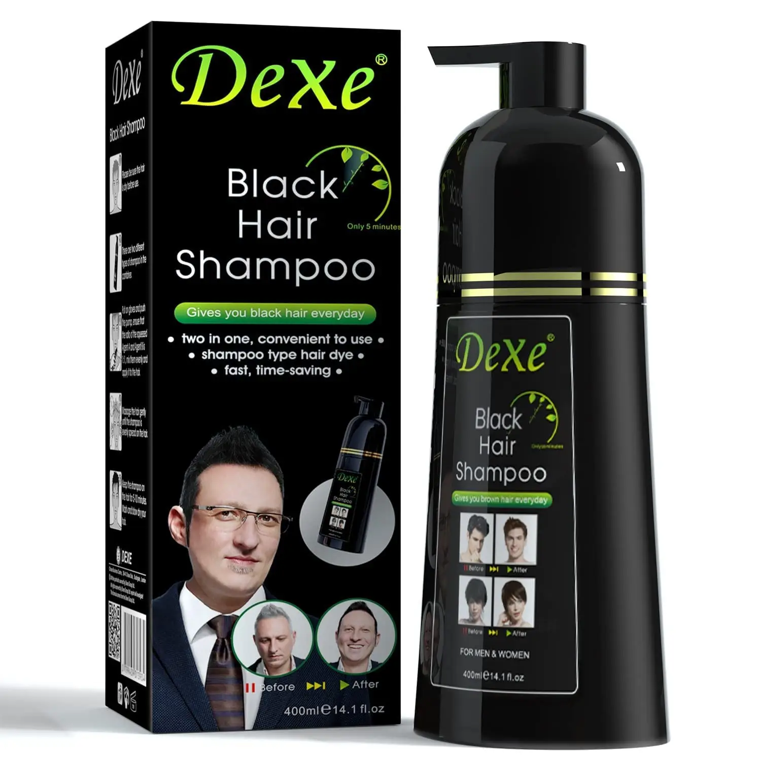 Dexe Black Hair Shampoo Economic Set - 400 ml